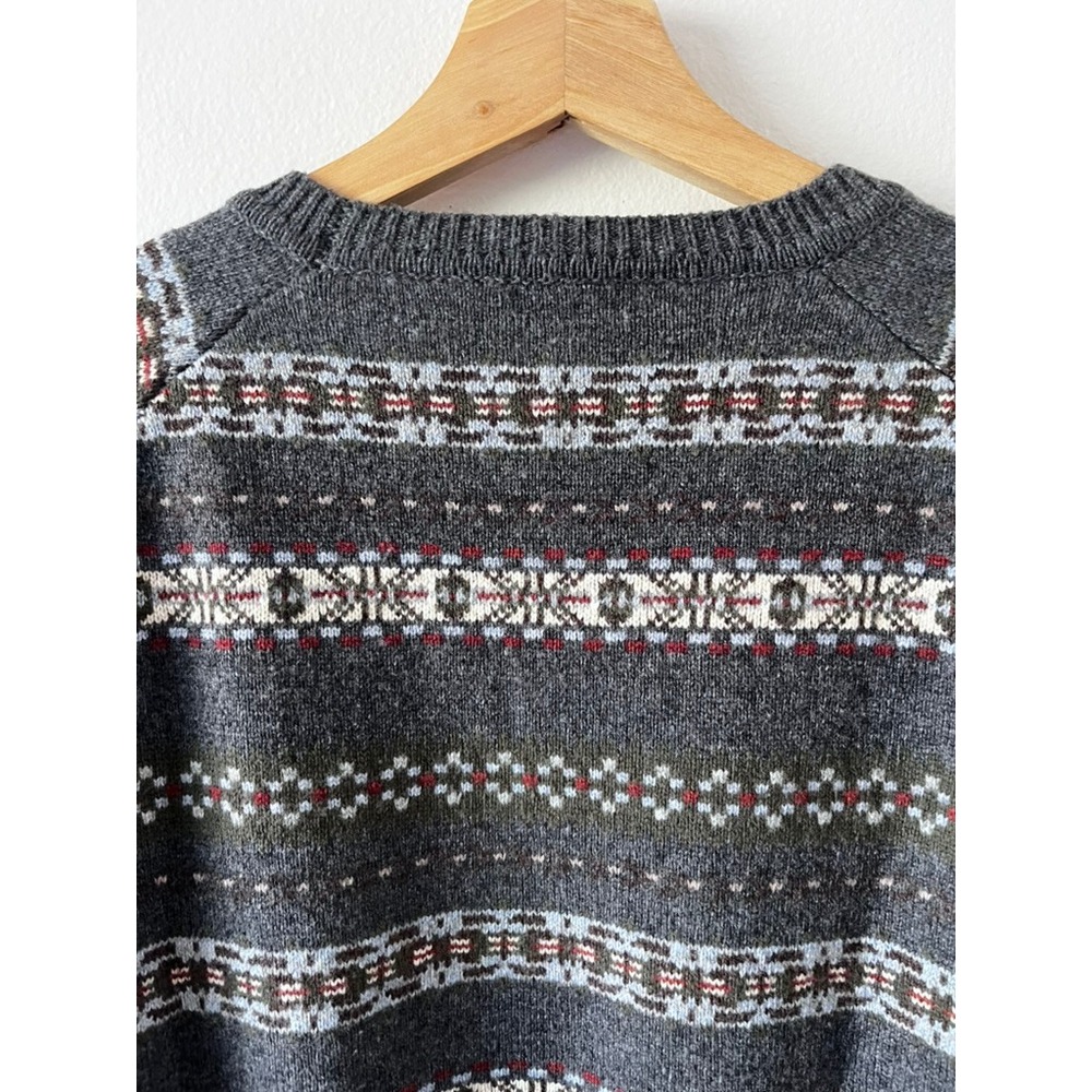 Peter Millar Mountainside Fair Isle Crew Neck Wool Blend Sweater Gray size XL - Picture 9 of 14